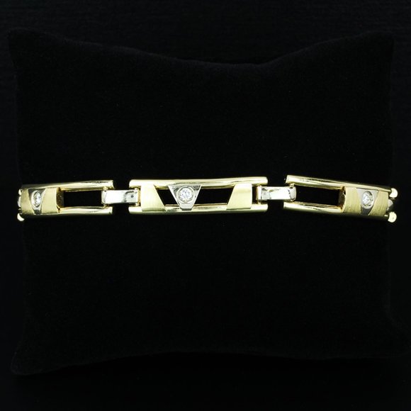 Vintage 14K Yellow Gold Sliding Diamond Anniversary Fancy Link Bracelet - Picture 3 of 6